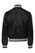 Augusta Sportswear 3610 Mens Snap Front Satin Baseball Jacket w/ Striped Trim Black/White Flat Back