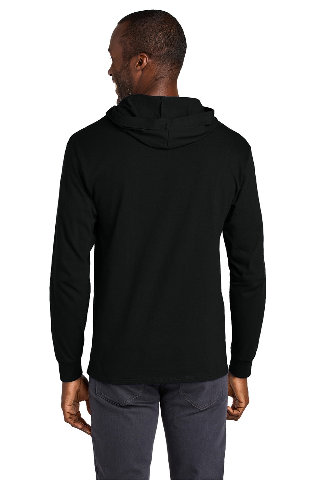Jerzees 363LH Mens Classics Long Sleeve Hooded T-Shirt Hoodie Black Ink Model Back