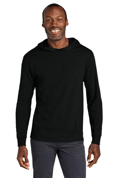 Jerzees 363LH Mens Classics Long Sleeve Hooded T-Shirt Hoodie Black Ink Model Front