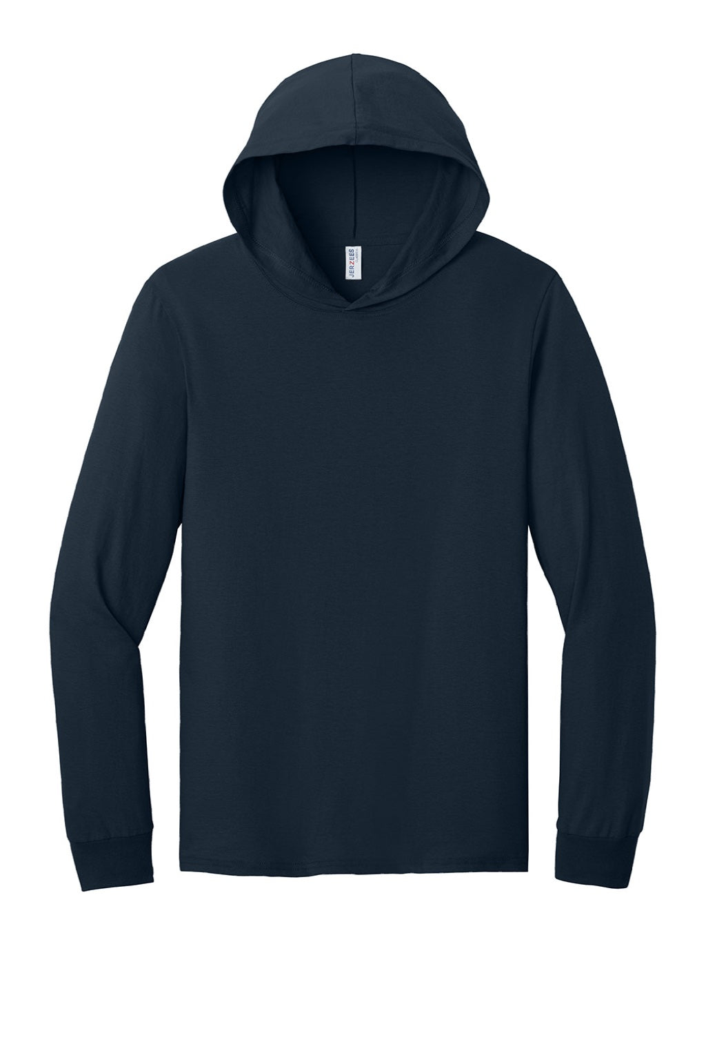Jerzees 363LH Mens Classics Long Sleeve Hooded T-Shirt Hoodie Navy Blue Flat Front