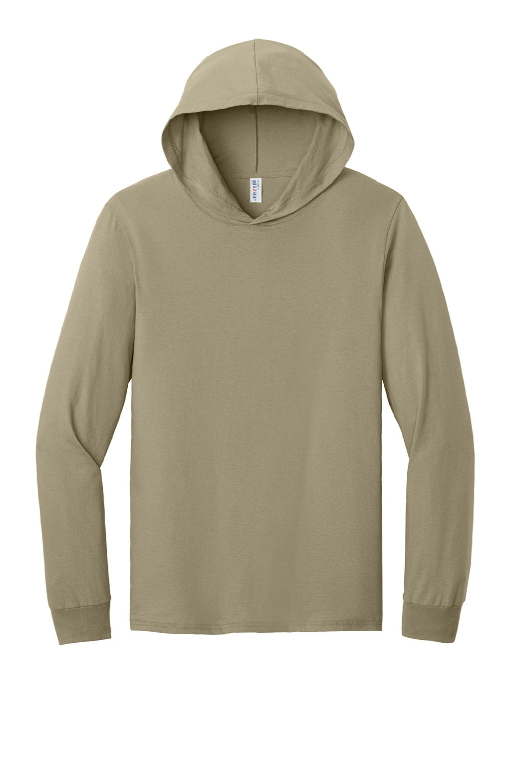 Jerzees 363LH Mens Classics Long Sleeve Hooded T-Shirt Hoodie Khaki Brown Flat Front