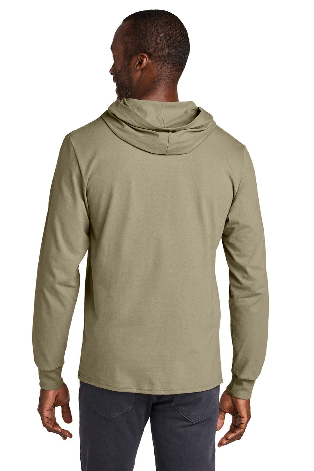 Jerzees 363LH Mens Classics Long Sleeve Hooded T-Shirt Hoodie Khaki Brown Model Back
