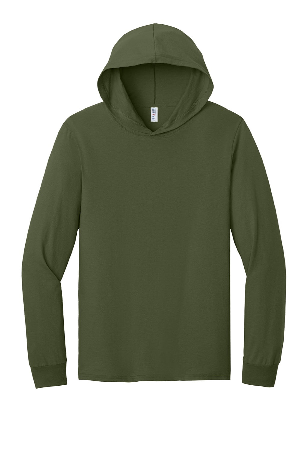 Jerzees 363LH Mens Classics Long Sleeve Hooded T-Shirt Hoodie Military Green Flat Front