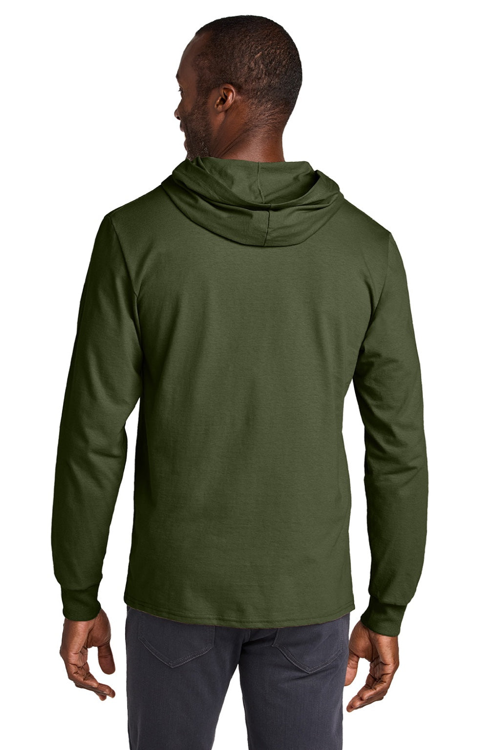 Jerzees 363LH Mens Classics Long Sleeve Hooded T-Shirt Hoodie Military Green Model Back