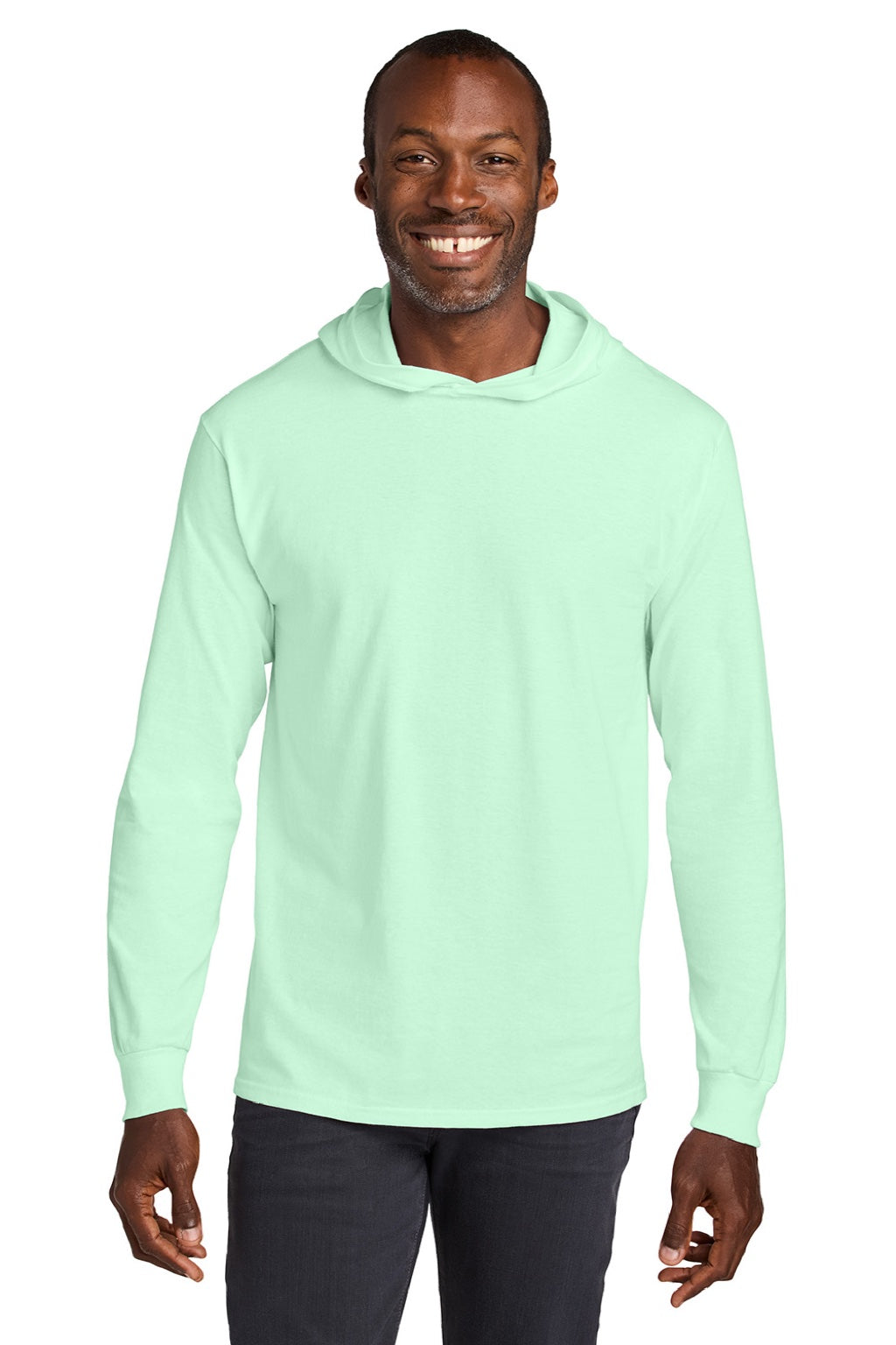 Jerzees 363LH Mens Classics Long Sleeve Hooded T-Shirt Hoodie Mint To Be Green Model Front