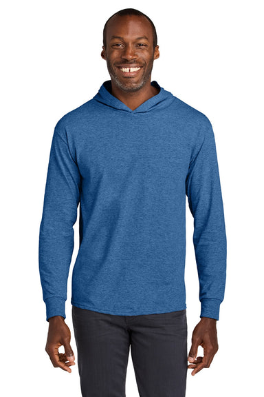 Jerzees 363LH Mens Classics Long Sleeve Hooded T-Shirt Hoodie Heather Retro Royal Blue Model Front