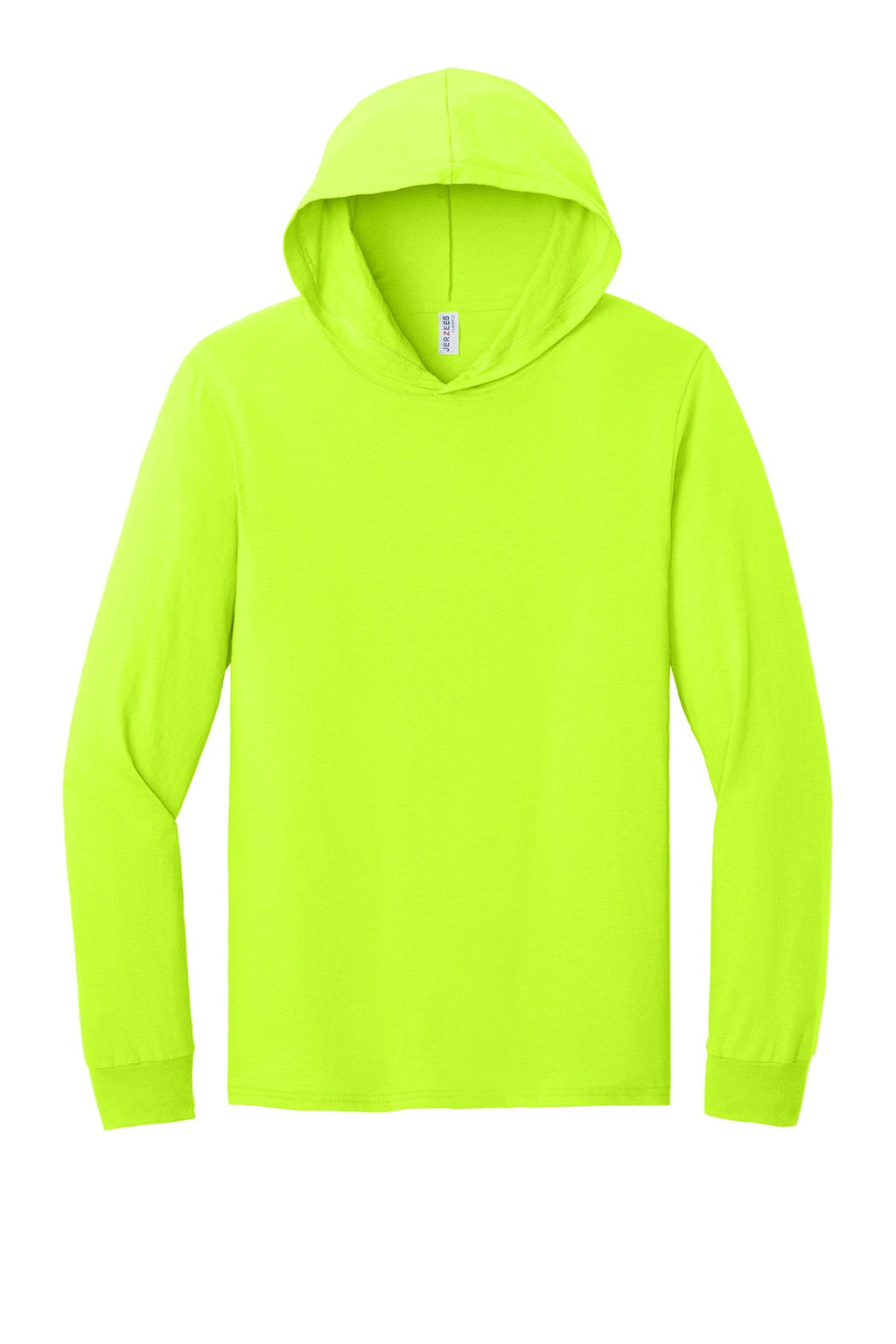 Jerzees 363LH Mens Classics Long Sleeve Hooded T-Shirt Hoodie Safety Green Flat Front