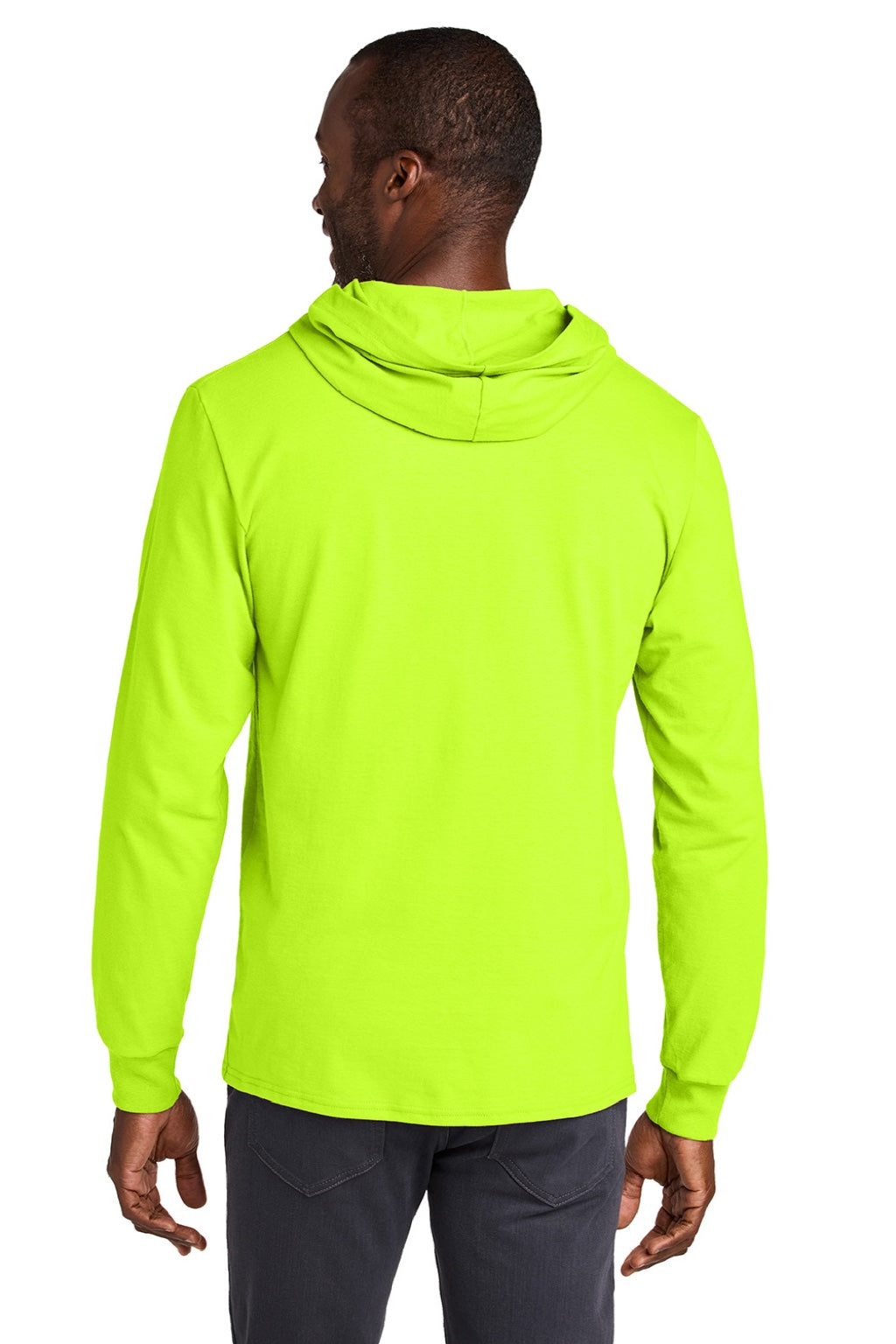 Jerzees 363LH Mens Classics Long Sleeve Hooded T-Shirt Hoodie Safety Green Model Back