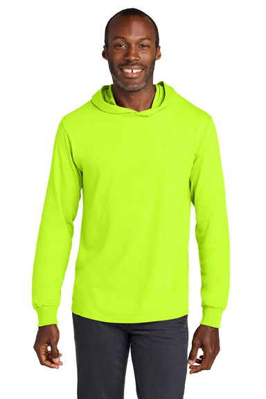 Jerzees 363LH Mens Classics Long Sleeve Hooded T-Shirt Hoodie Safety Green Model Front