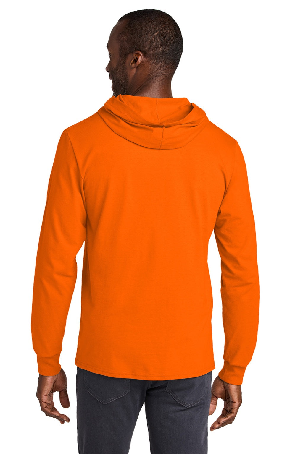 Jerzees 363LH Mens Classics Long Sleeve Hooded T-Shirt Hoodie Safety Orange Model Back