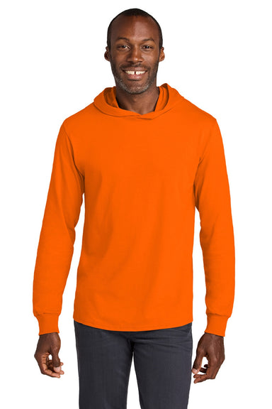 Jerzees 363LH Mens Classics Long Sleeve Hooded T-Shirt Hoodie Safety Orange Model Front