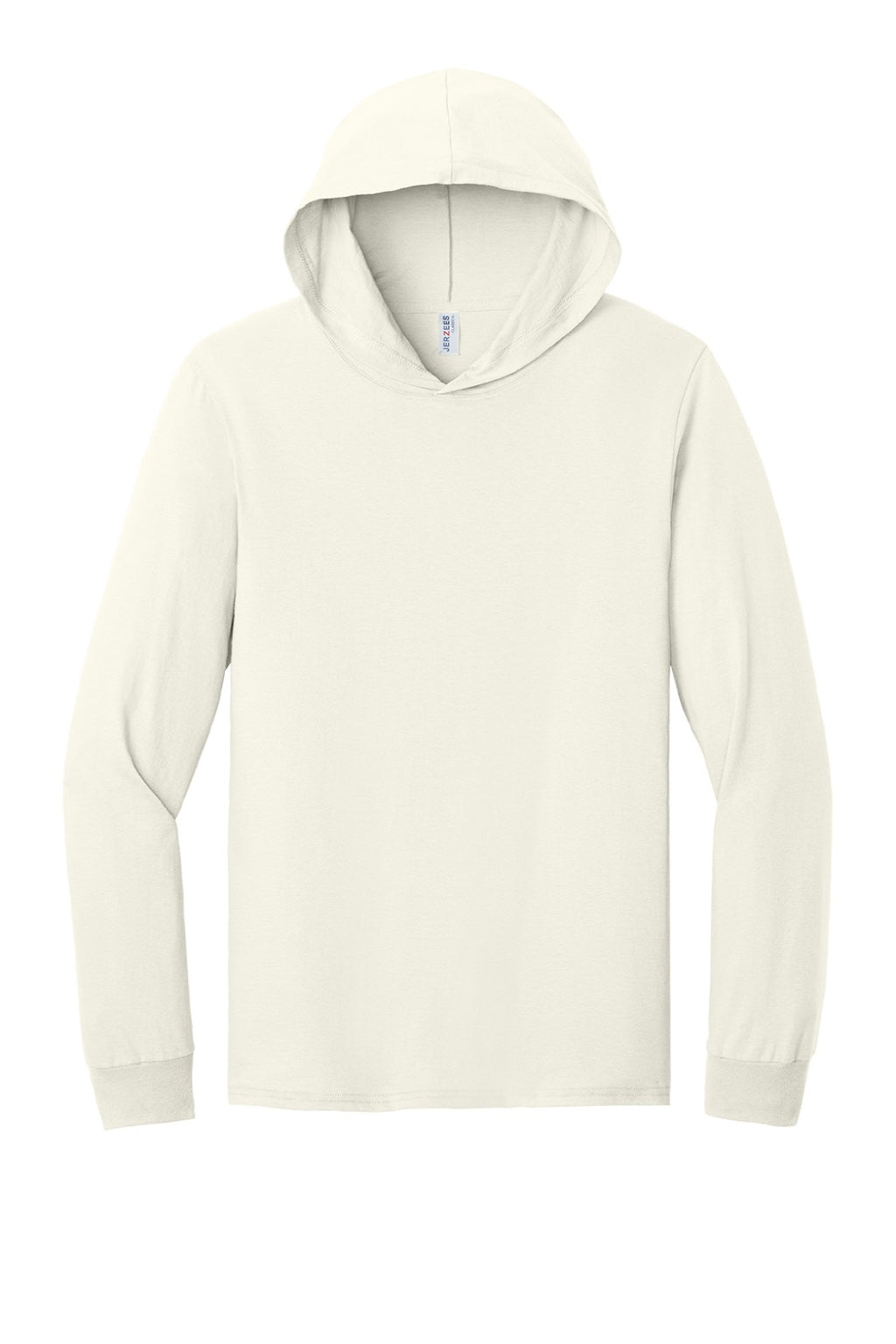Jerzees 363LH Mens Classics Long Sleeve Hooded T-Shirt Hoodie Heather Sweet Cream Flat Front