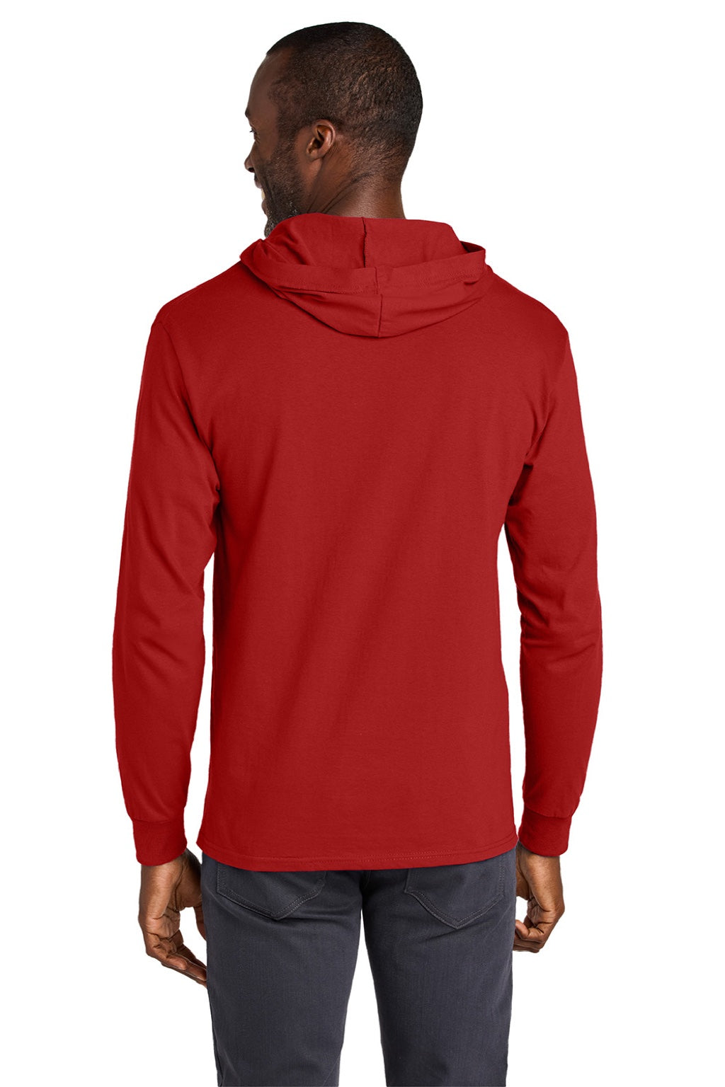 Jerzees 363LH Mens Classics Long Sleeve Hooded T-Shirt Hoodie True Red Model Back