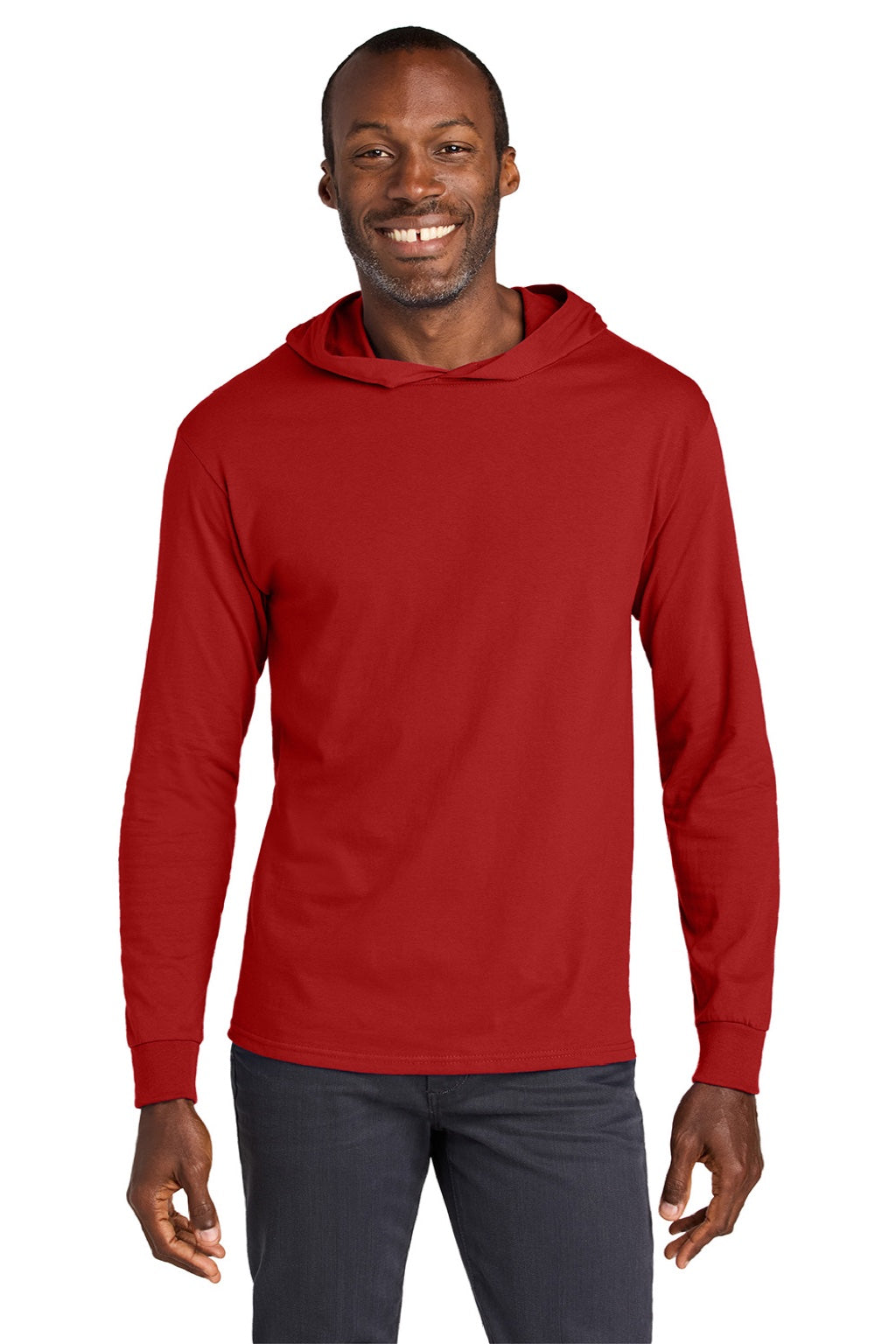 Jerzees 363LH Mens Classics Long Sleeve Hooded T-Shirt Hoodie True Red Model Front