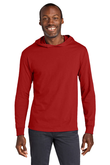 Jerzees 363LH Mens Classics Long Sleeve Hooded T-Shirt Hoodie True Red Model Front