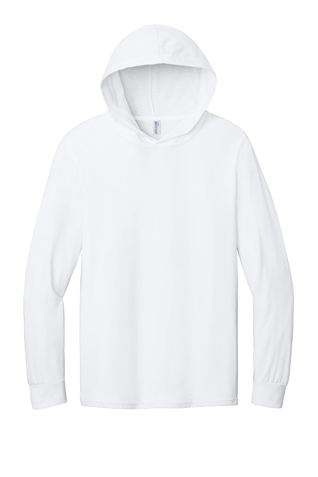 Jerzees 363LH Mens Classics Long Sleeve Hooded T-Shirt Hoodie White Flat Front