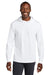 Jerzees 363LH Mens Classics Long Sleeve Hooded T-Shirt Hoodie White Model Front