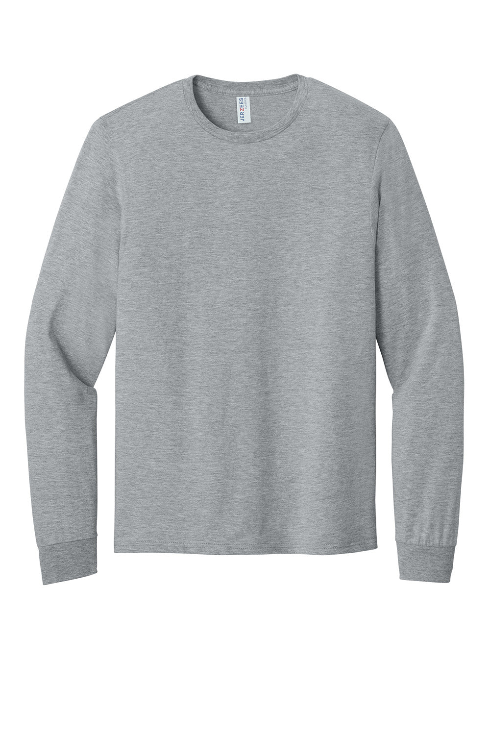 Jerzees 363L Mens Classics Long Sleeve Crewneck T-Shirt Heather Grey Flat Front