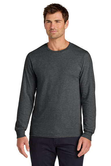 Jerzees 363L Mens Classics Long Sleeve Crewneck T-Shirt Heather Black Model Front