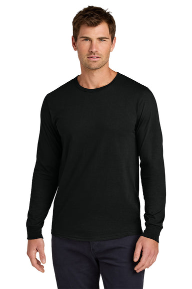 Jerzees 363L Mens Classics Long Sleeve Crewneck T-Shirt Black Ink Model Front
