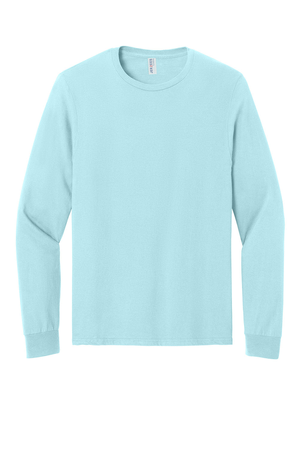 Jerzees 363L Mens Classics Long Sleeve Crewneck T-Shirt Breezy Blue Flat Front