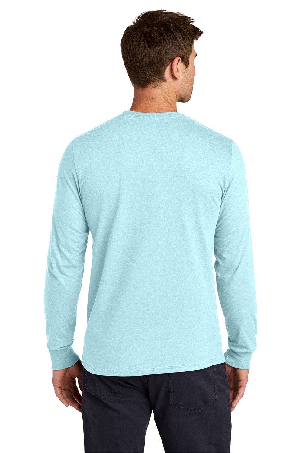 Jerzees 363L Mens Classics Long Sleeve Crewneck T-Shirt Breezy Blue Model Back