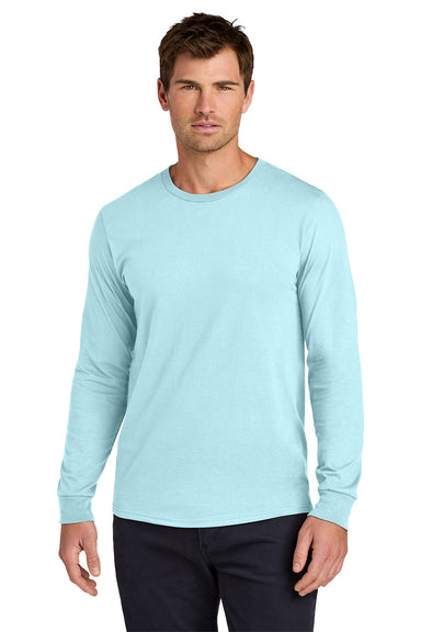 Jerzees 363L Mens Classics Long Sleeve Crewneck T-Shirt Breezy Blue Model Front