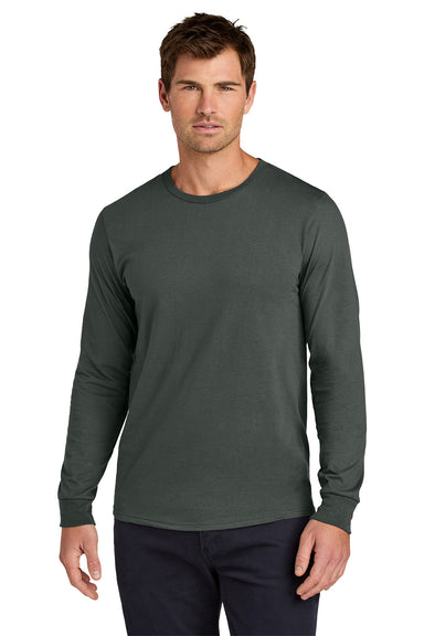 Jerzees 363L Mens Classics Long Sleeve Crewneck T-Shirt Charcoal Grey Model Front