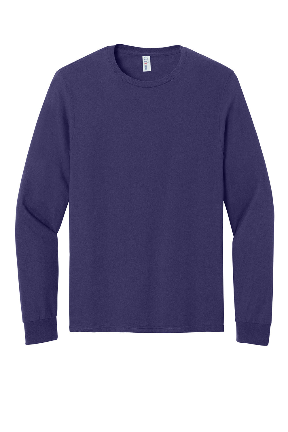 Jerzees 363L Mens Classics Long Sleeve Crewneck T-Shirt Deep Purple Flat Front