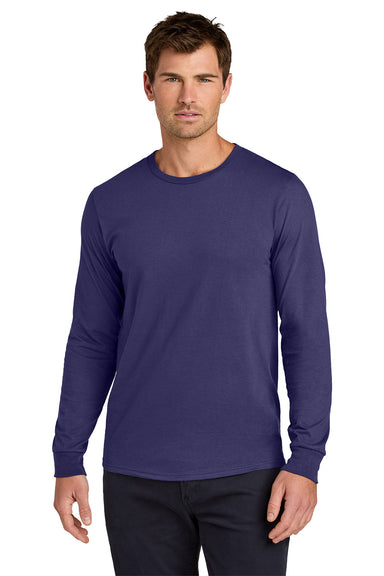 Jerzees 363L Mens Classics Long Sleeve Crewneck T-Shirt Deep Purple Model Front