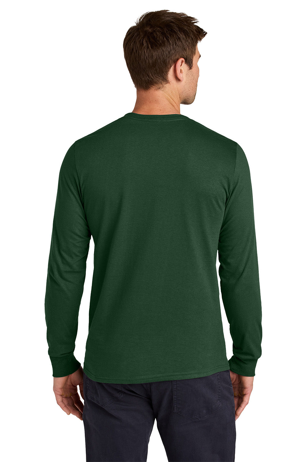 Jerzees 363L Mens Classics Long Sleeve Crewneck T-Shirt Forest Green Model Back