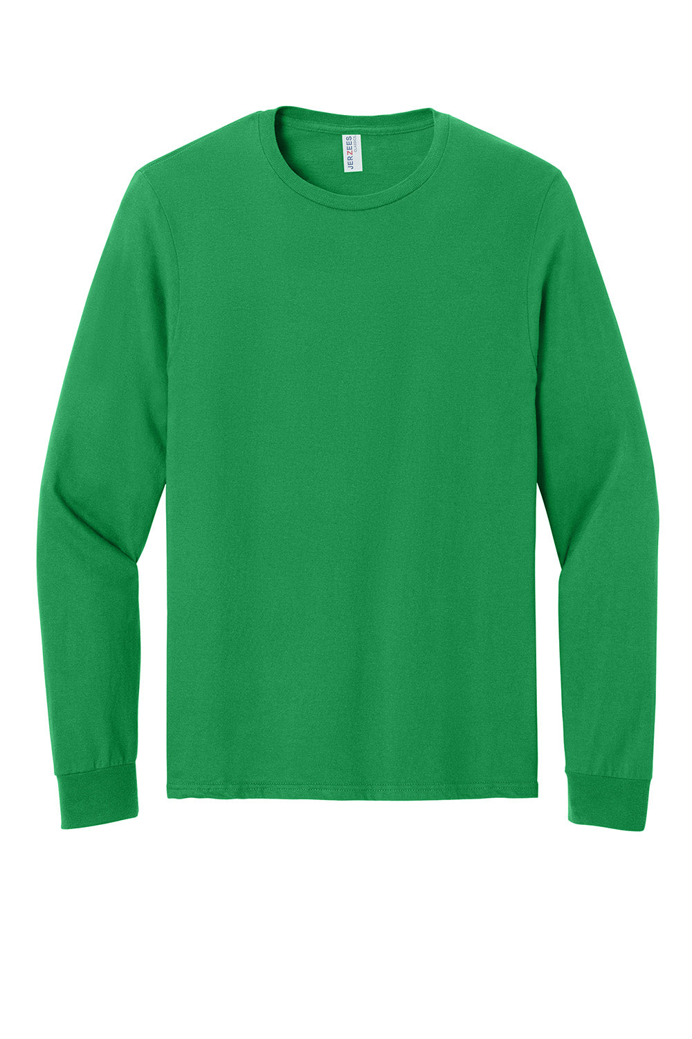 Jerzees 363L Mens Classics Long Sleeve Crewneck T-Shirt Kelly Green Flat Front