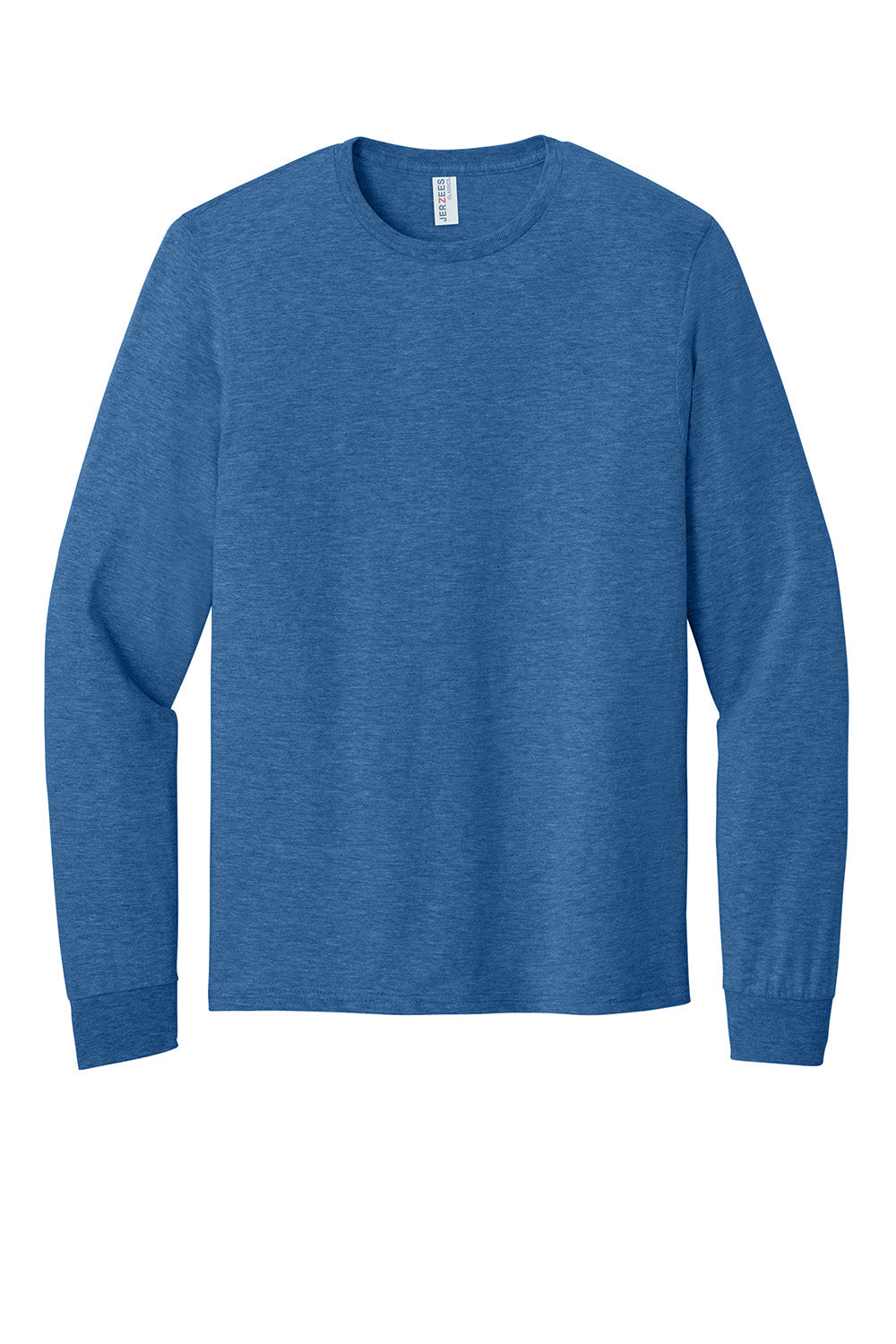 Jerzees 363L Mens Classics Long Sleeve Crewneck T-Shirt Heather Retro Royal Blue Flat Front