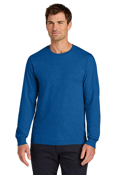 Jerzees 363L Mens Classics Long Sleeve Crewneck T-Shirt Heather Retro Royal Blue Model Front