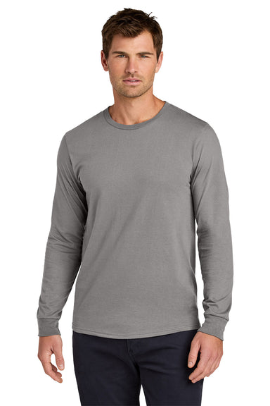 Jerzees 363L Mens Classics Long Sleeve Crewneck T-Shirt Rock Grey Model Front