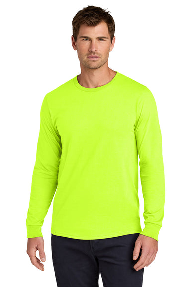Jerzees 363L Mens Classics Long Sleeve Crewneck T-Shirt Safety Green Model Front
