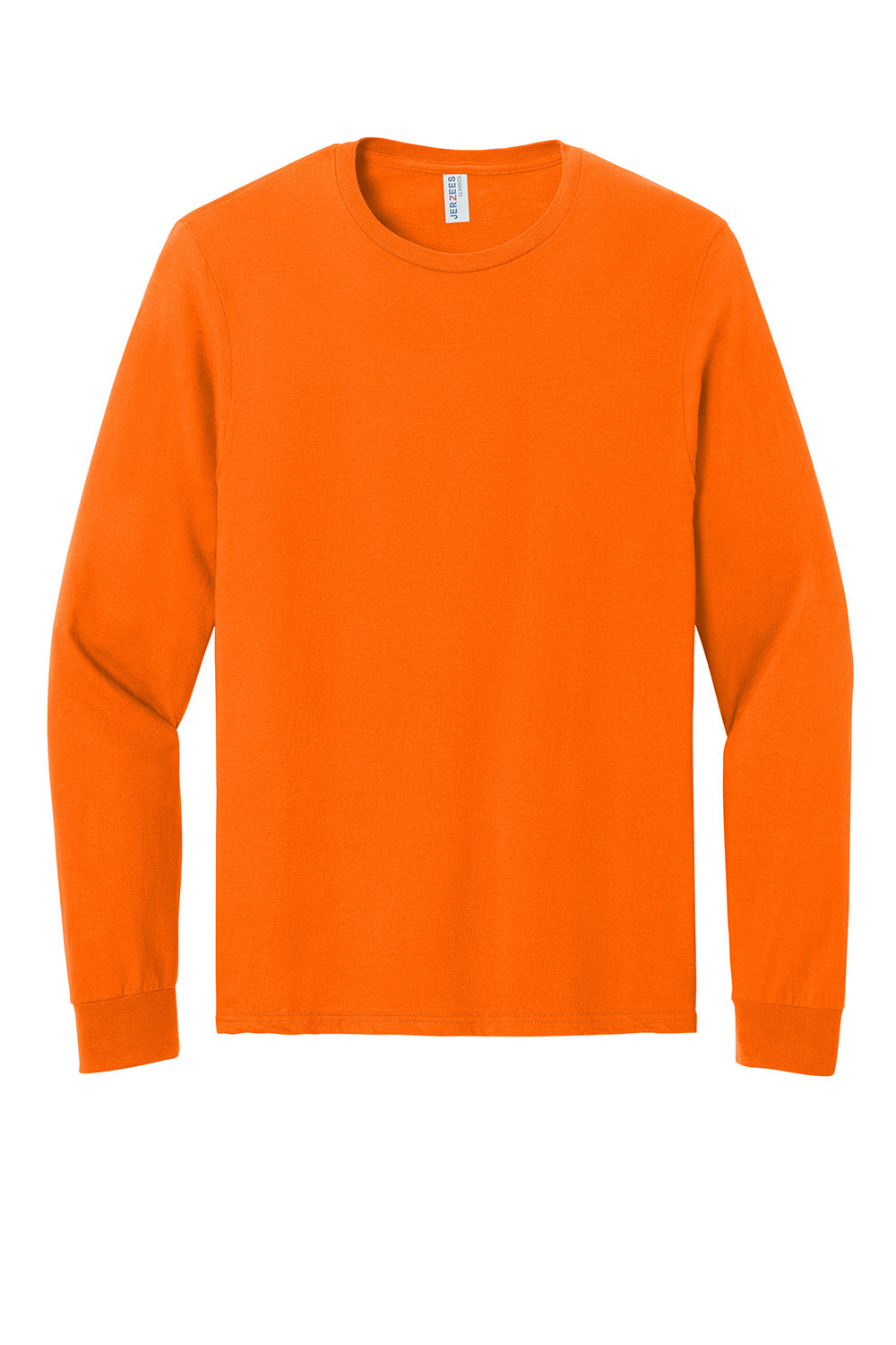 Jerzees 363L Mens Classics Long Sleeve Crewneck T-Shirt Safety Orange Flat Front