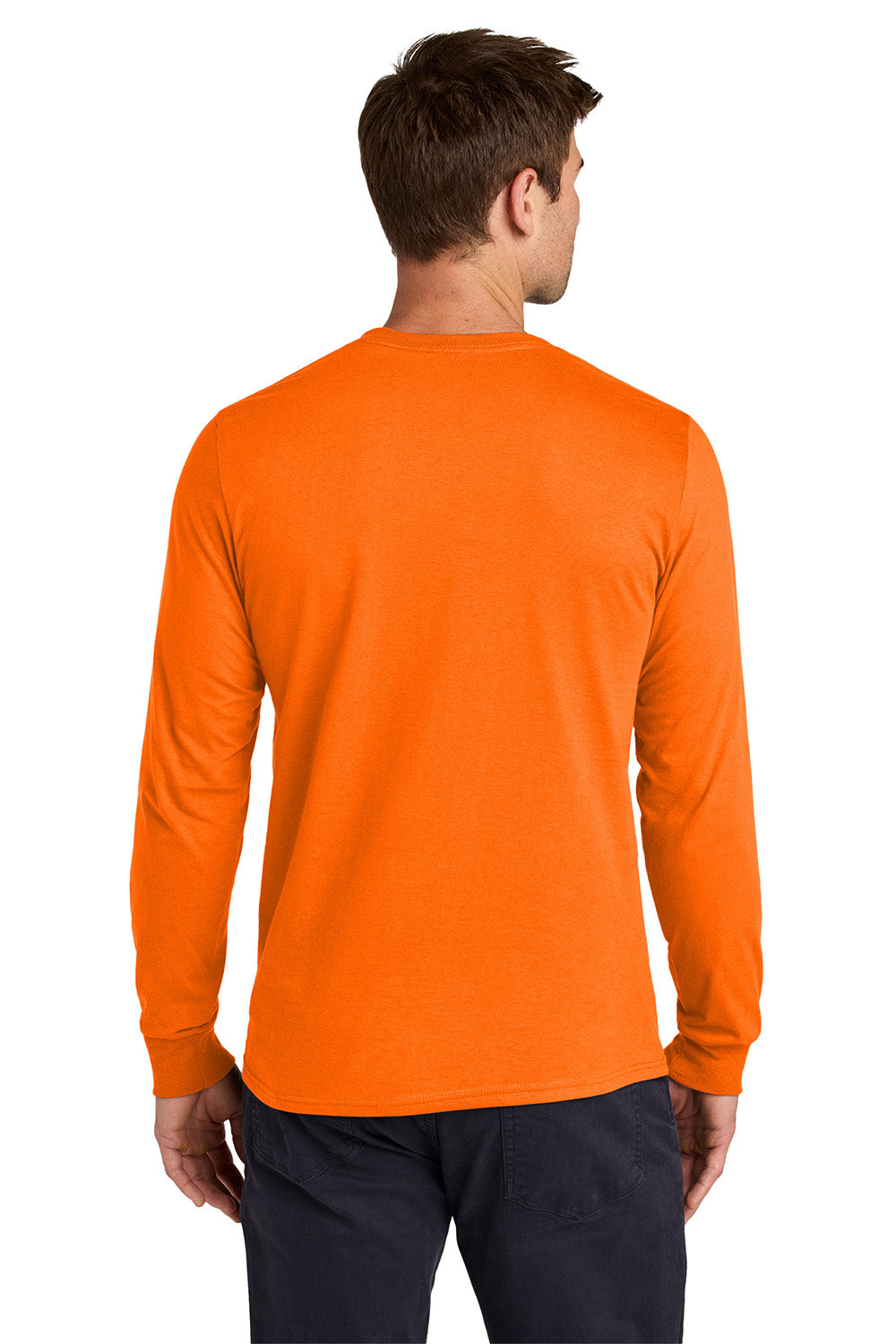 Jerzees 363L Mens Classics Long Sleeve Crewneck T-Shirt Safety Orange Model Back