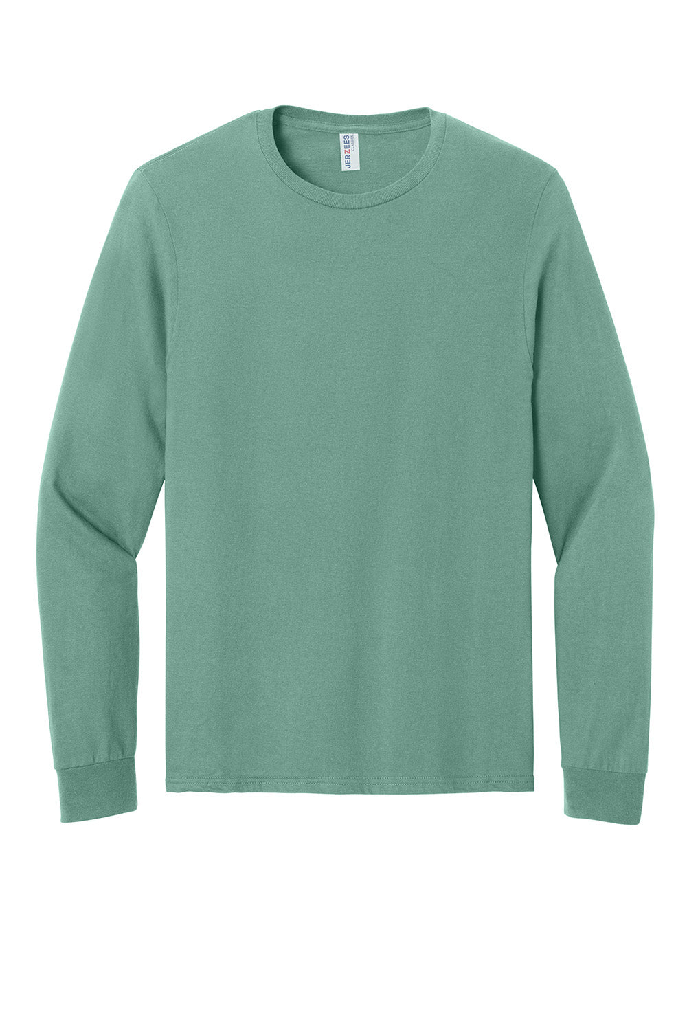 Jerzees 363L Mens Classics Long Sleeve Crewneck T-Shirt Sage Green Flat Front