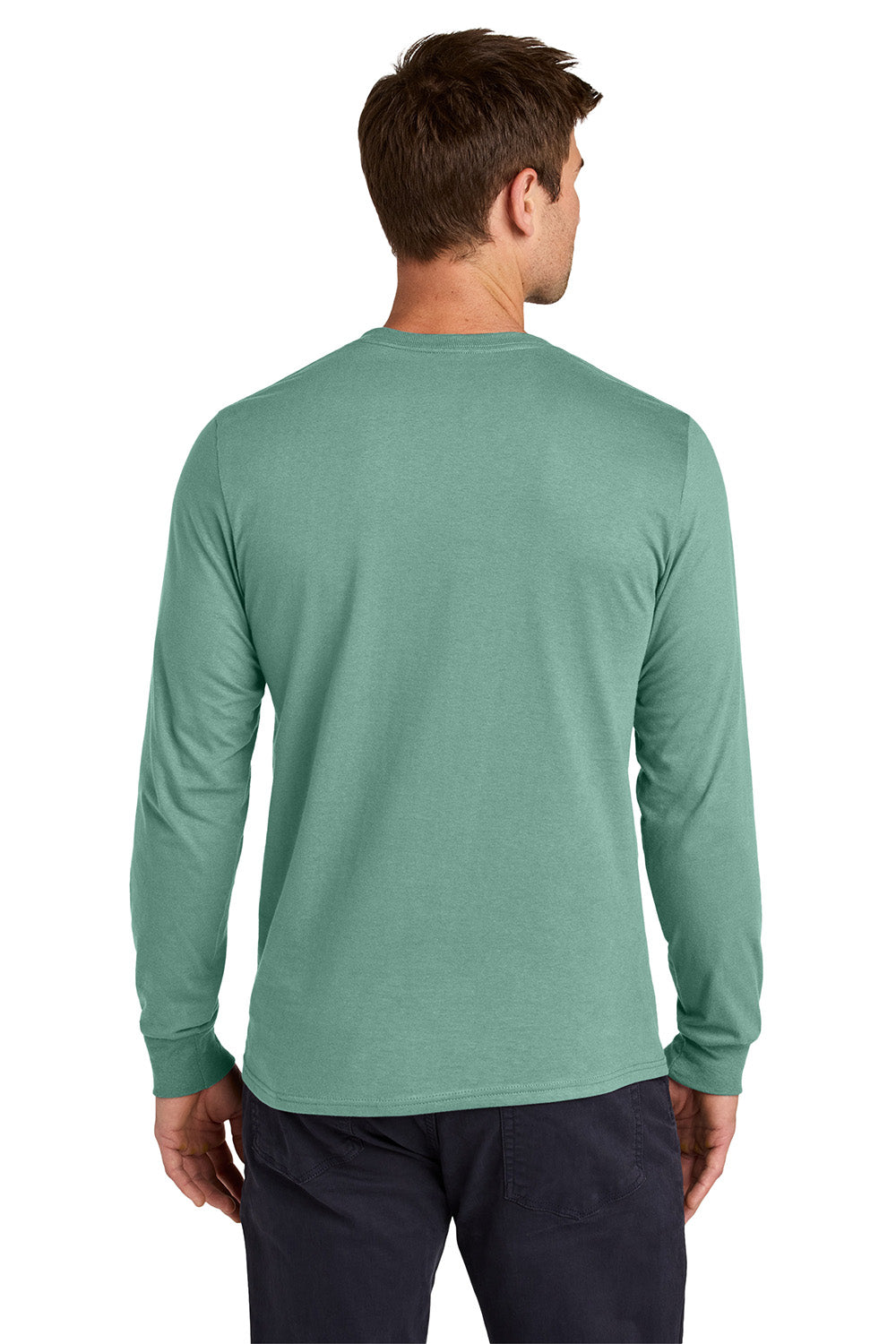 Jerzees 363L Mens Classics Long Sleeve Crewneck T-Shirt Sage Green Model Back