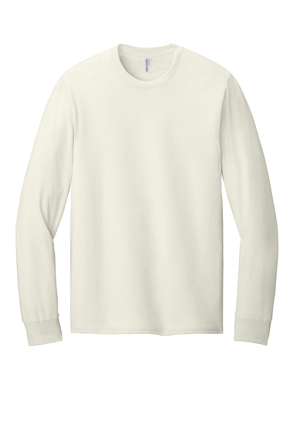 Jerzees 363L Mens Classics Long Sleeve Crewneck T-Shirt Heather Sweet Cream Flat Front