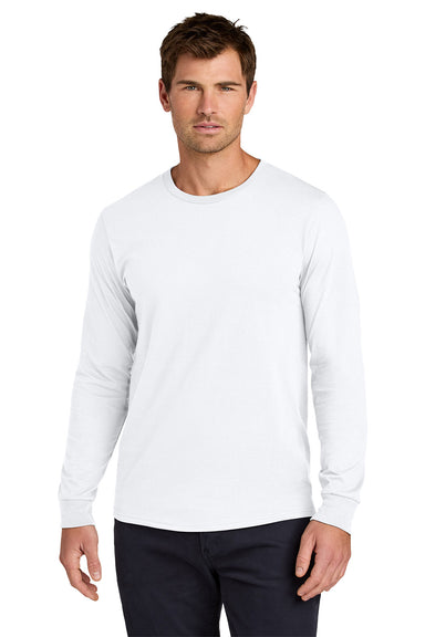 Jerzees 363L Mens Classics Long Sleeve Crewneck T-Shirt White Model Front