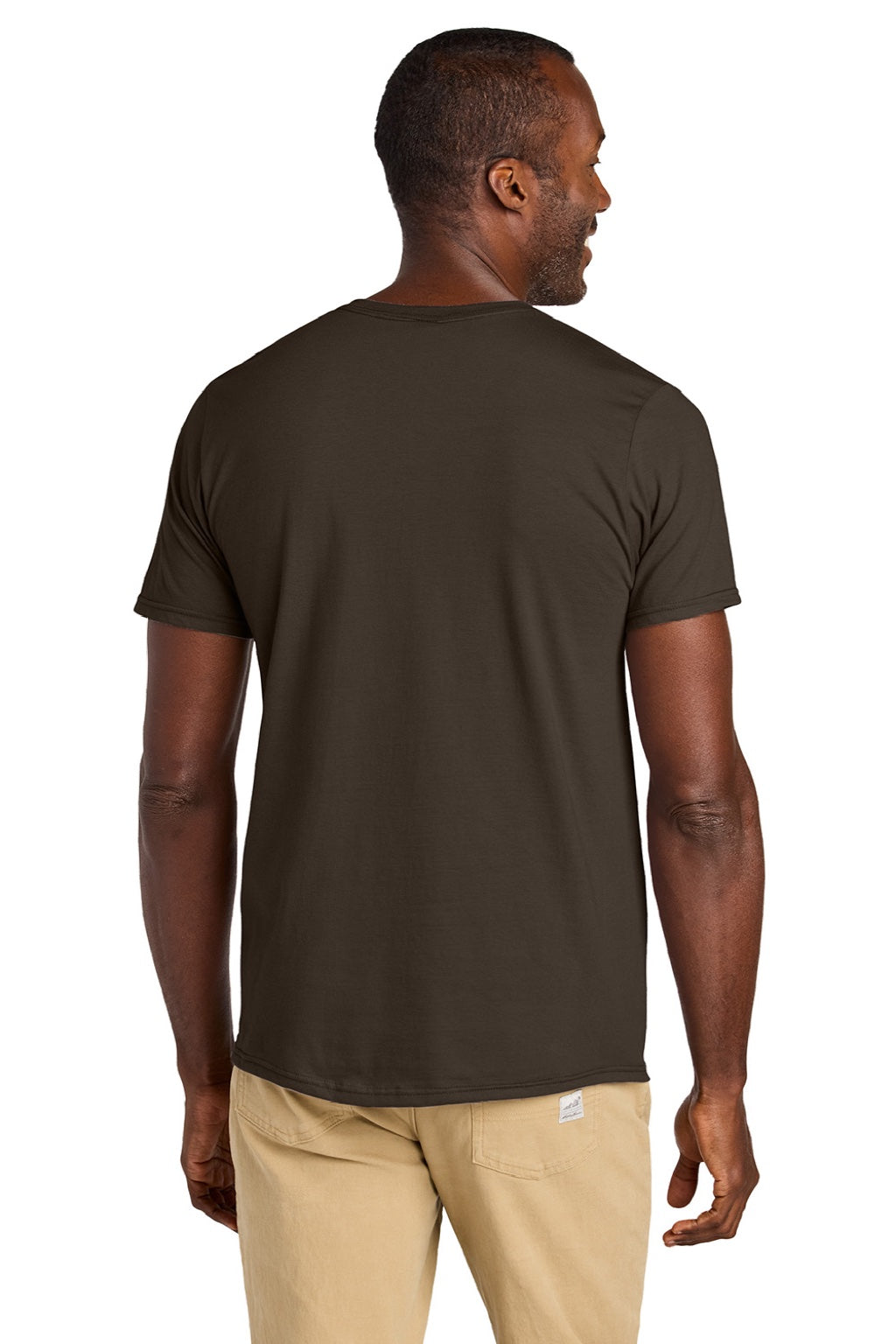 Jerzees 363M Mens Classics Short Sleeve Crewneck T-Shirt Chocolate Brown Model Back