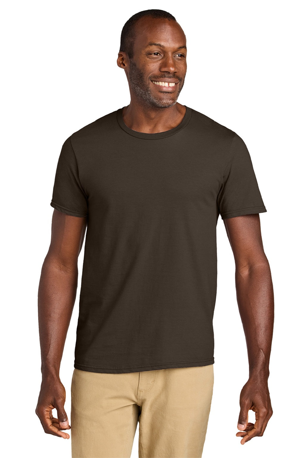 Jerzees 363M Mens Classics Short Sleeve Crewneck T-Shirt Chocolate Brown Model Front