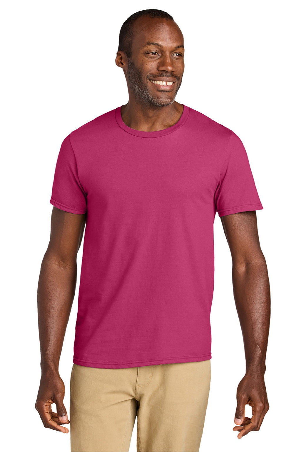 Jerzees 363M Mens Classics Short Sleeve Crewneck T-Shirt Cyber Pink Model Front
