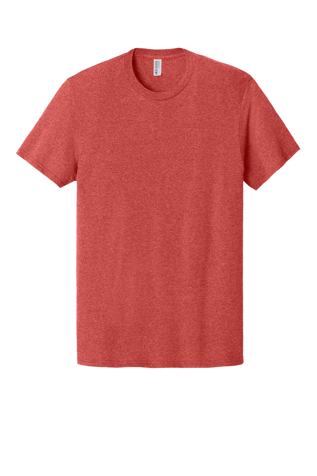 Jerzees 363M Mens Classics Short Sleeve Crewneck T-Shirt Heather Fiery Red Flat Front
