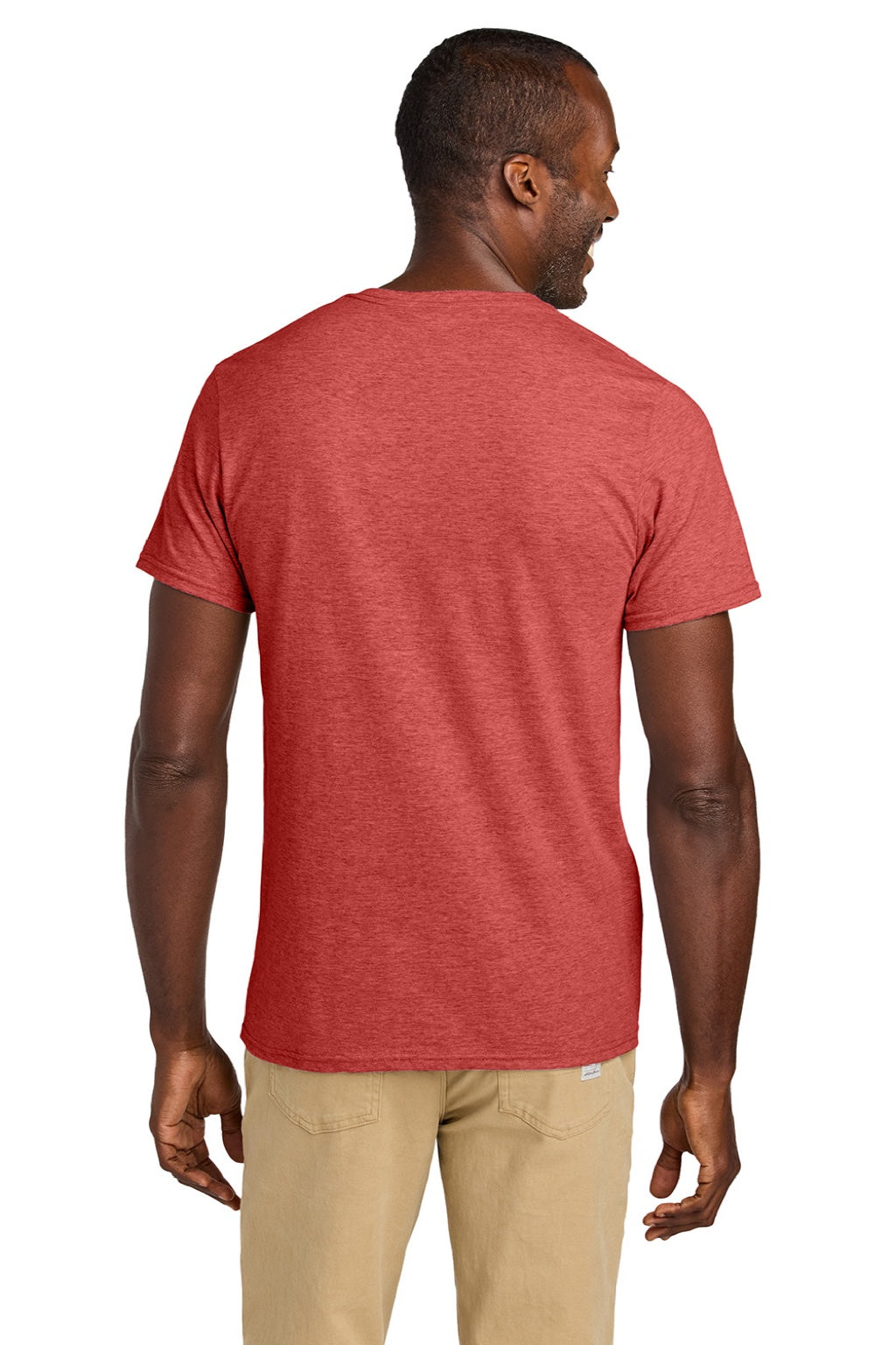 Jerzees 363M Mens Classics Short Sleeve Crewneck T-Shirt Heather Fiery Red Model Back