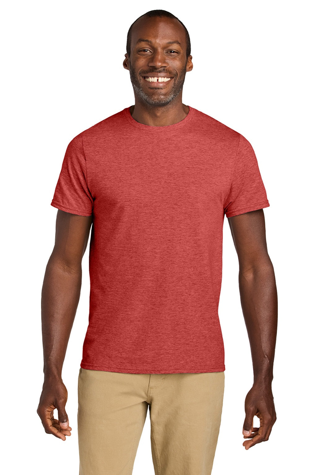 Jerzees 363M Mens Classics Short Sleeve Crewneck T-Shirt Heather Fiery Red Model Front