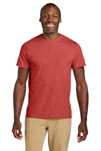 Jerzees 363M Mens Classics Short Sleeve Crewneck T-Shirt Heather Fiery Red Model Front