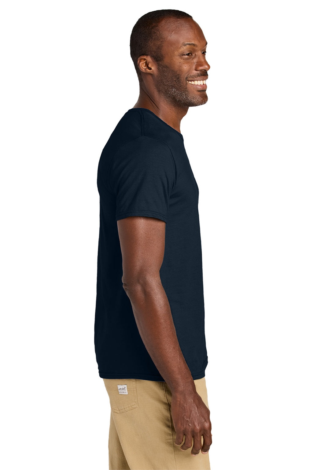 Jerzees 363M Mens Classics Short Sleeve Crewneck T-Shirt Navy Blue Model Side